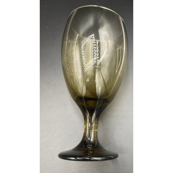 SET of 4 Vintage Smokey Brown Libbey Water Goblet Glasses - Picture 5 of 5